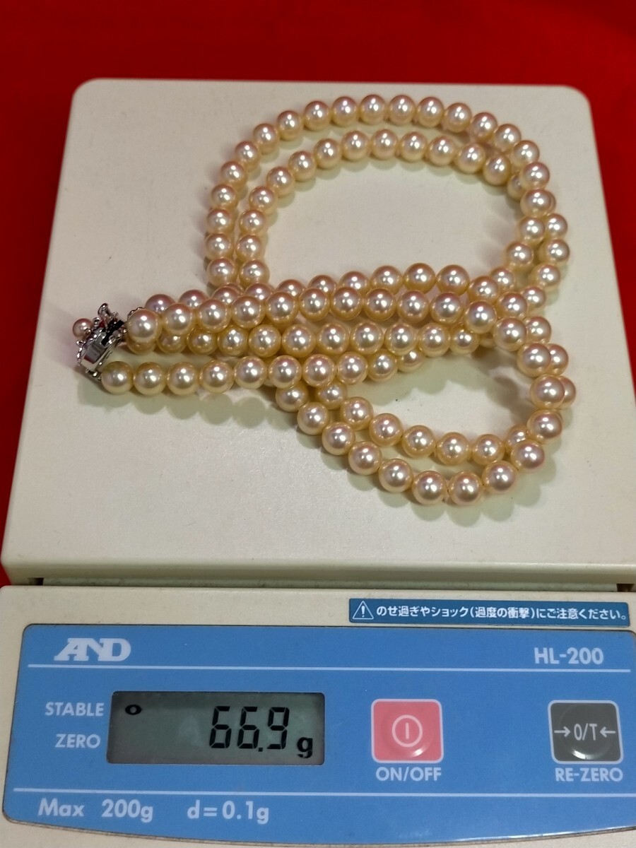 Akoya Genuine Pearl Necklace Pink 6.9mm-7.2mm Silver Fittings 46cm From Japan