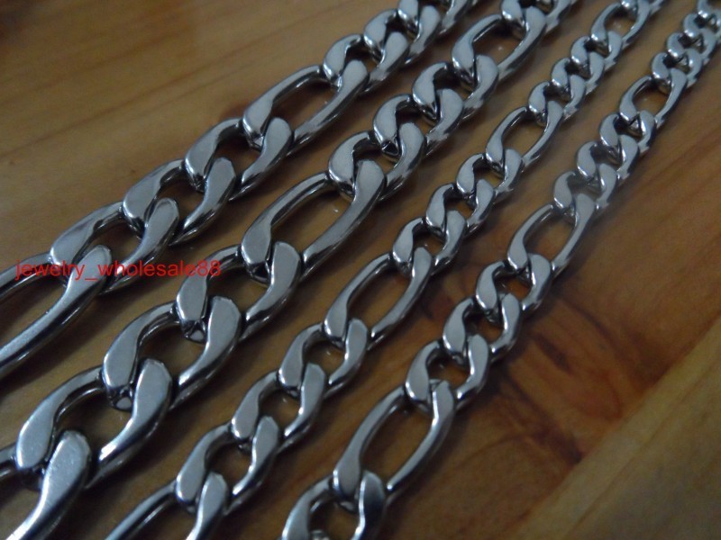 18”-40” Charming Men’s Figaro NK Chain Necklace Stainless Steel 7mm/9mm Wide