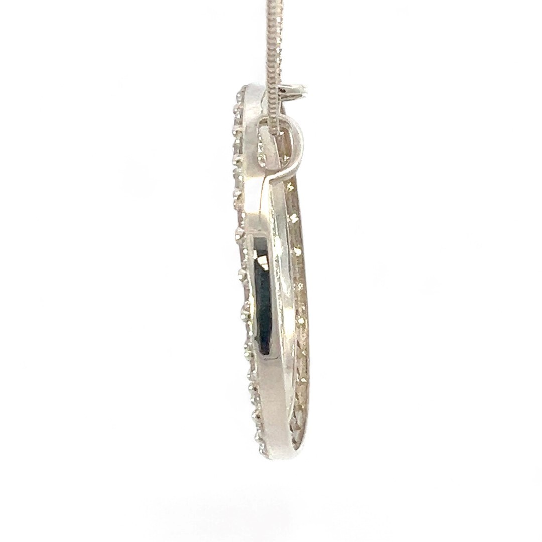Sterling Silver White/Colorless Cubic Zirconia Circle Pendant 20in (KS1026913)