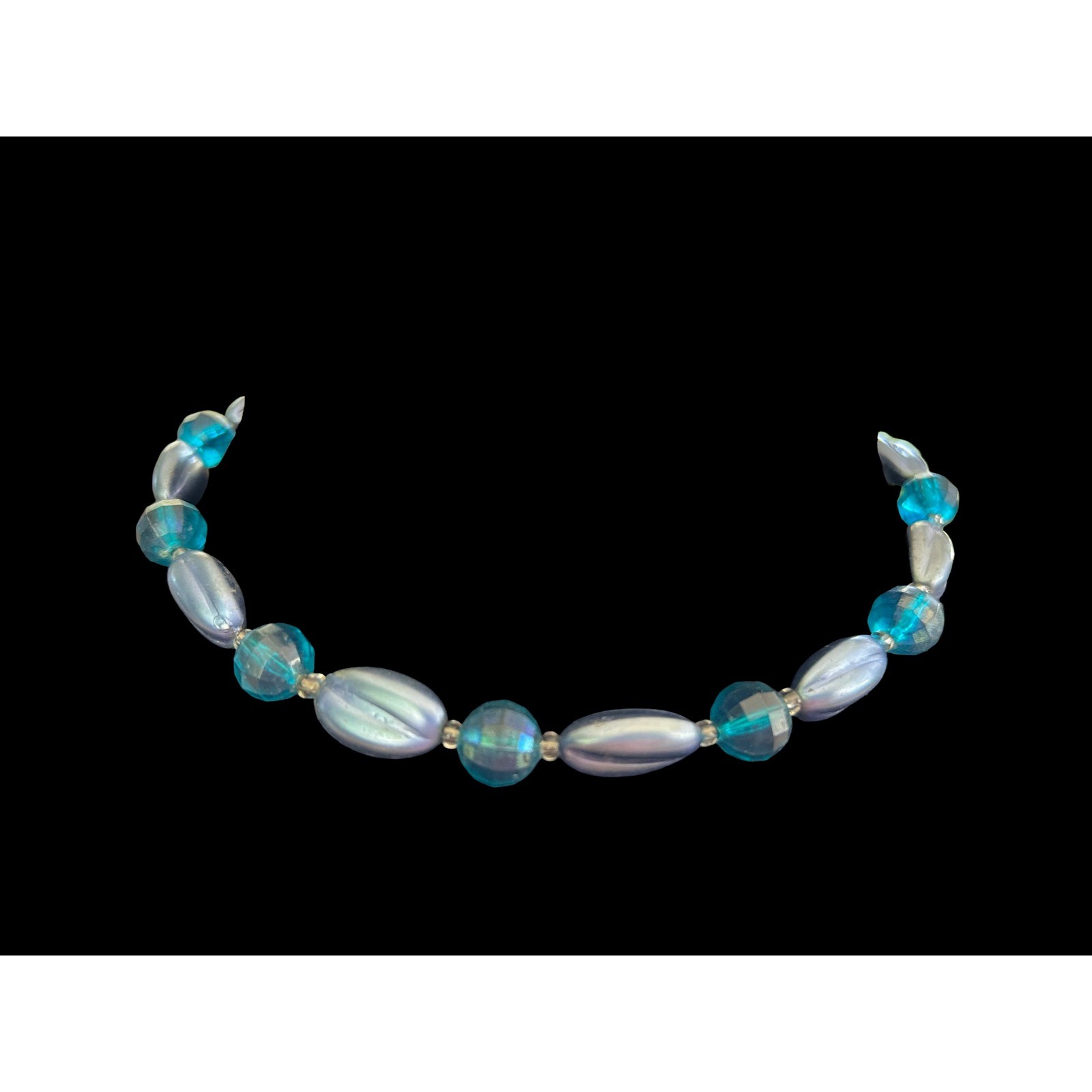 Vintage Western Germany Blue Necklace Silver Extender 14.5 Inch