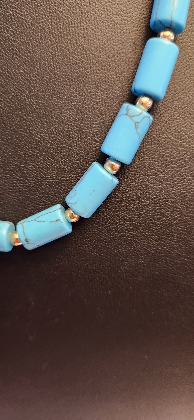 Blue Howlite Tubular Necklace- 18-20 in.