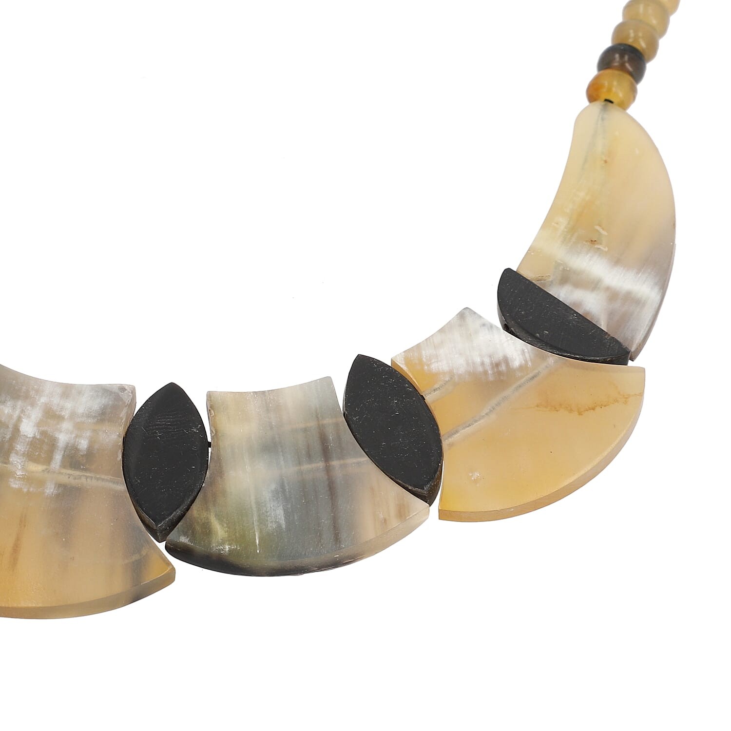 Genuine Buffalo Horn Graduated Piece, Scale Shape Necklace 18-20 In Goldtone