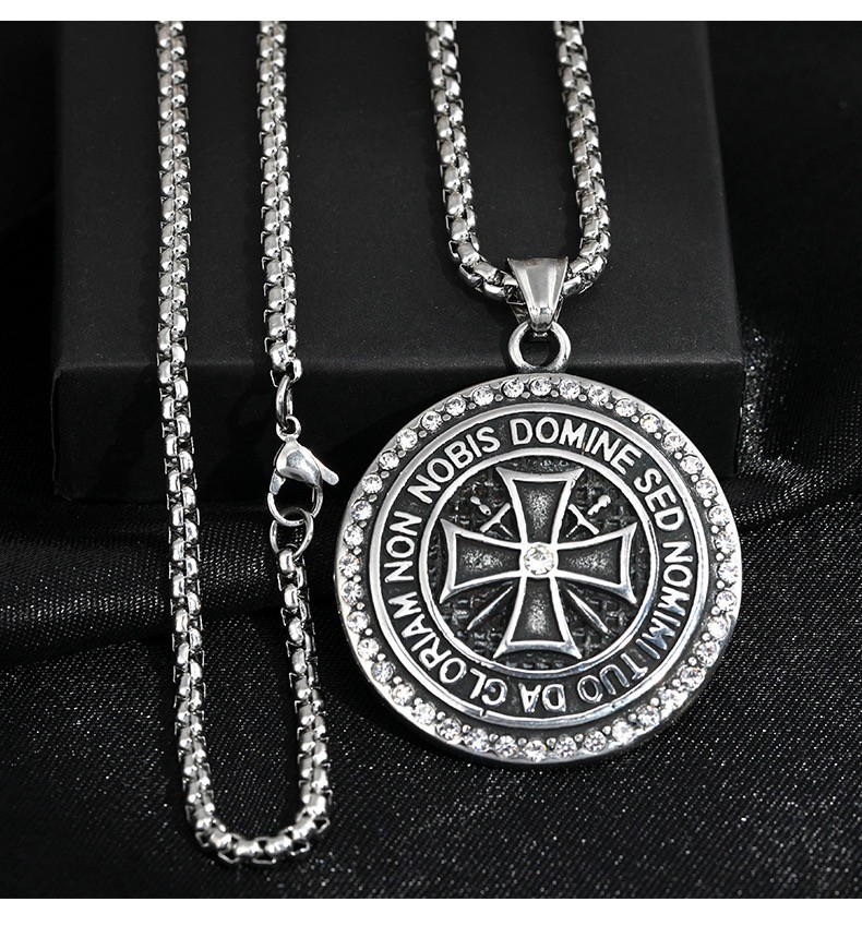 Titanium Steel Cross Pendant Necklace Hip Hop Punk Unisex Stainless Steel Chain