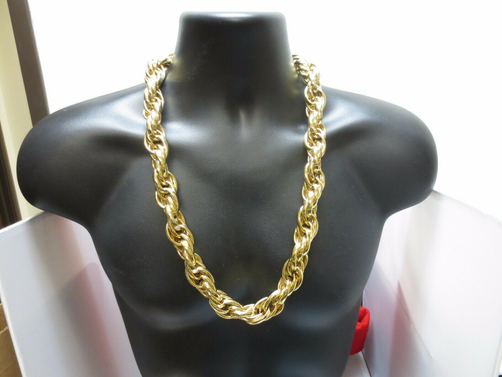 20MM 14KT YELLOW GOLD PLATED 28 INCH RUN DMC BLING BLING ROPE CHAIN NECKLACE