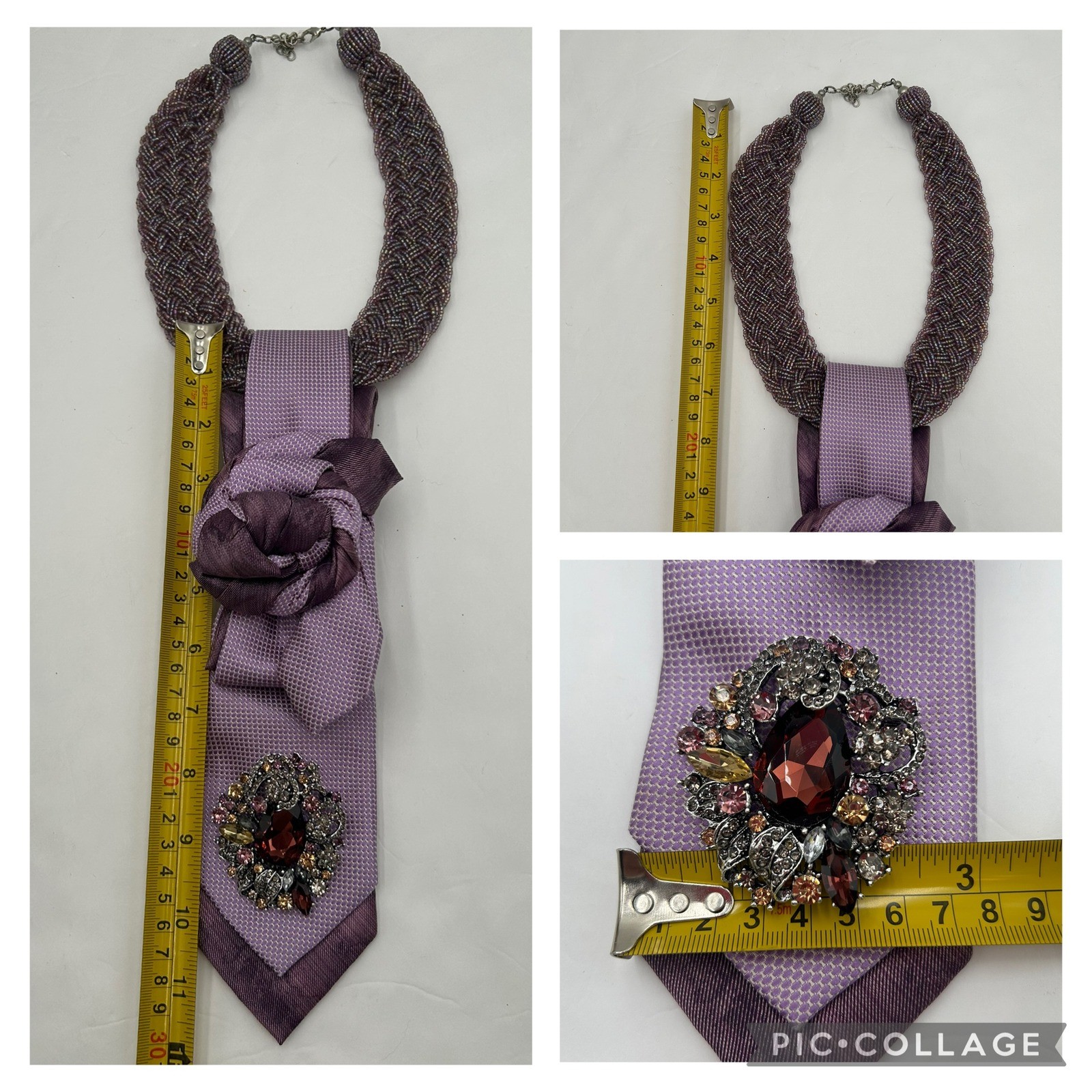 Calvin Klein & Banana Republic Upcycled Silk Tie Combo Rosette Brooch Statement