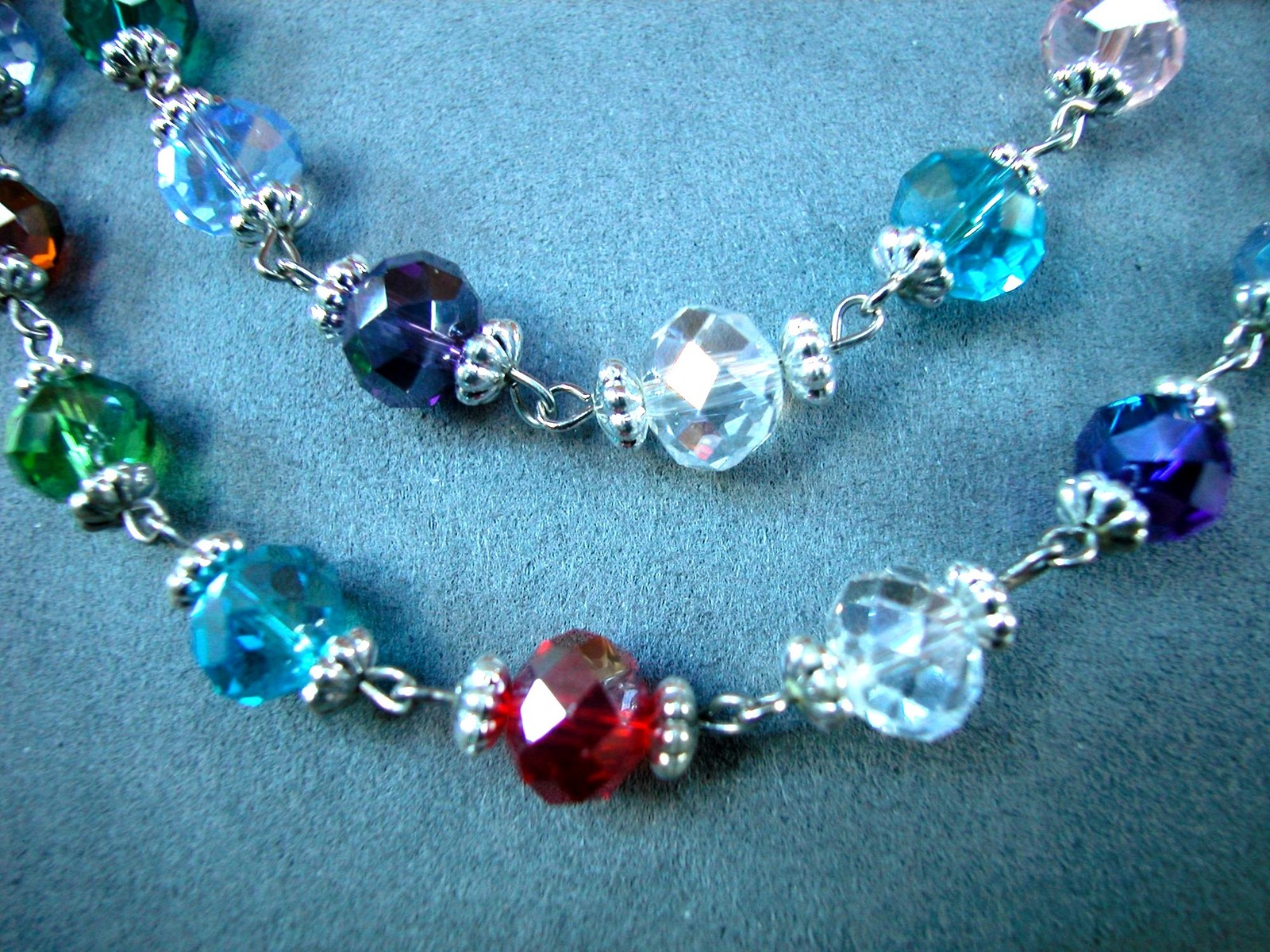 Premier 54 Inch Multicolor Faceted Cut Glass Bead Necklace/ Lobster Clasp