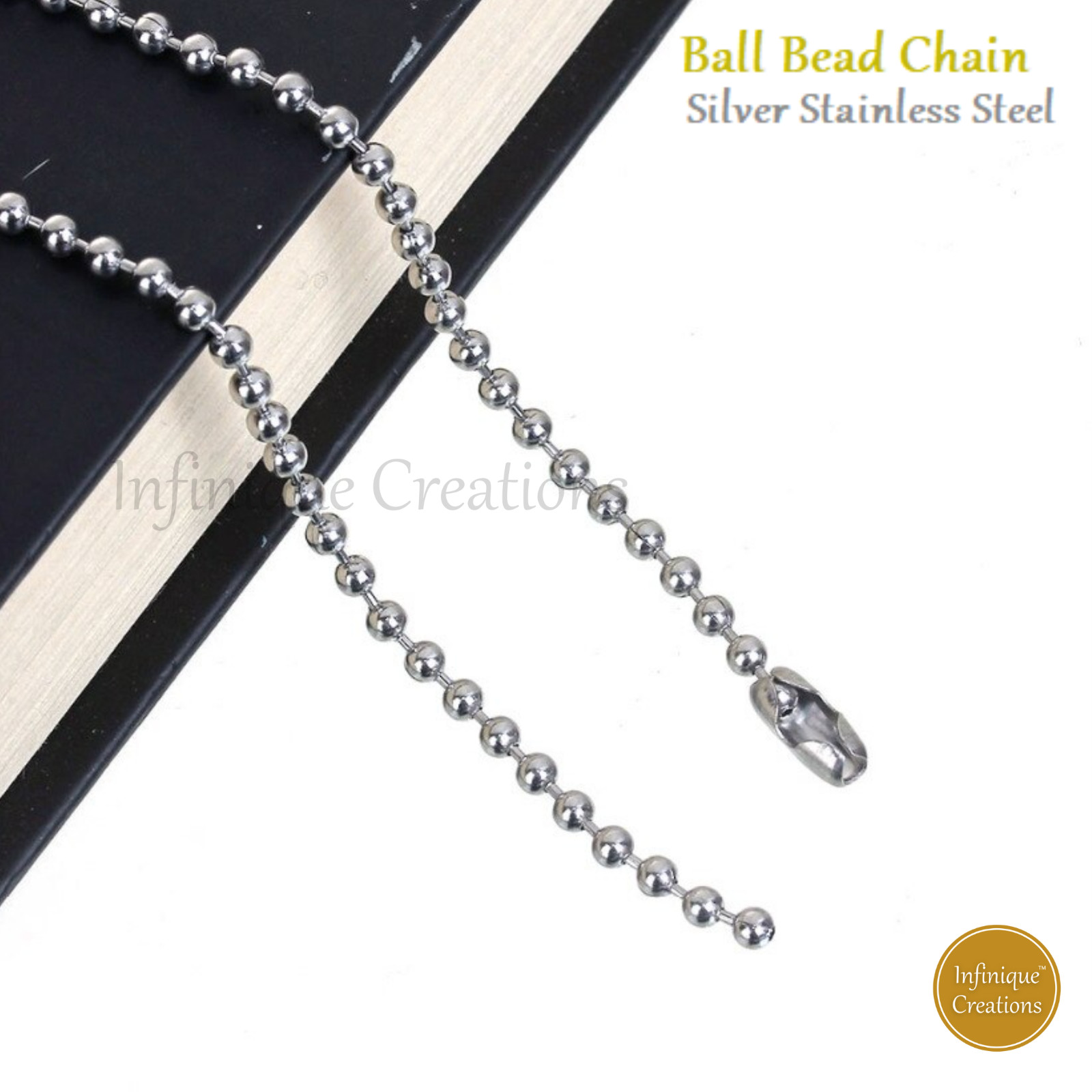 Stainless Steel Silver Ball Bead Chain Bracelet Necklace Men Women 1mm-5mm 7-38″