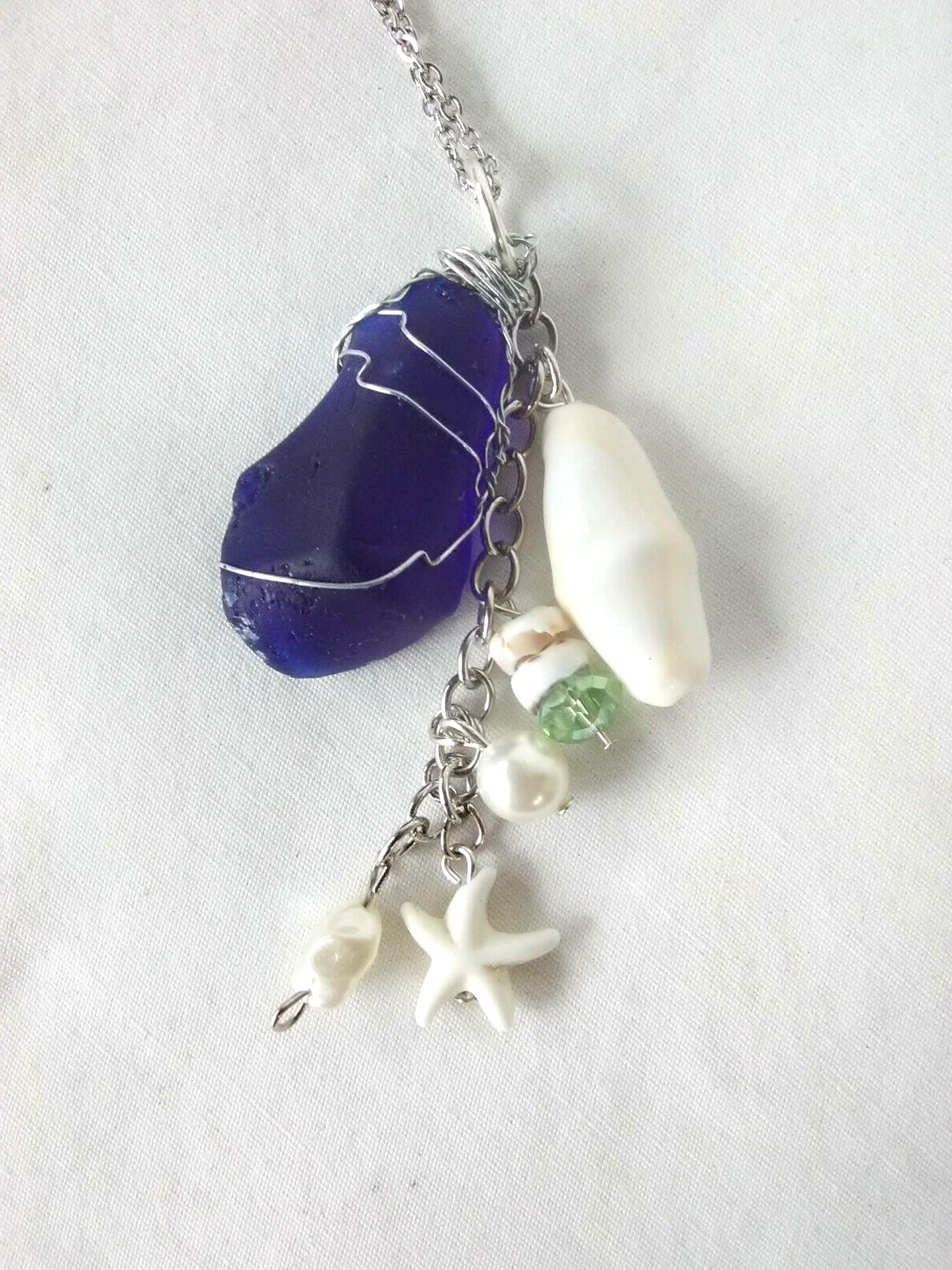 Boho Coastal Beach Glass Pendant Necklace 19″ Women’s Jewelry US Seller Gift