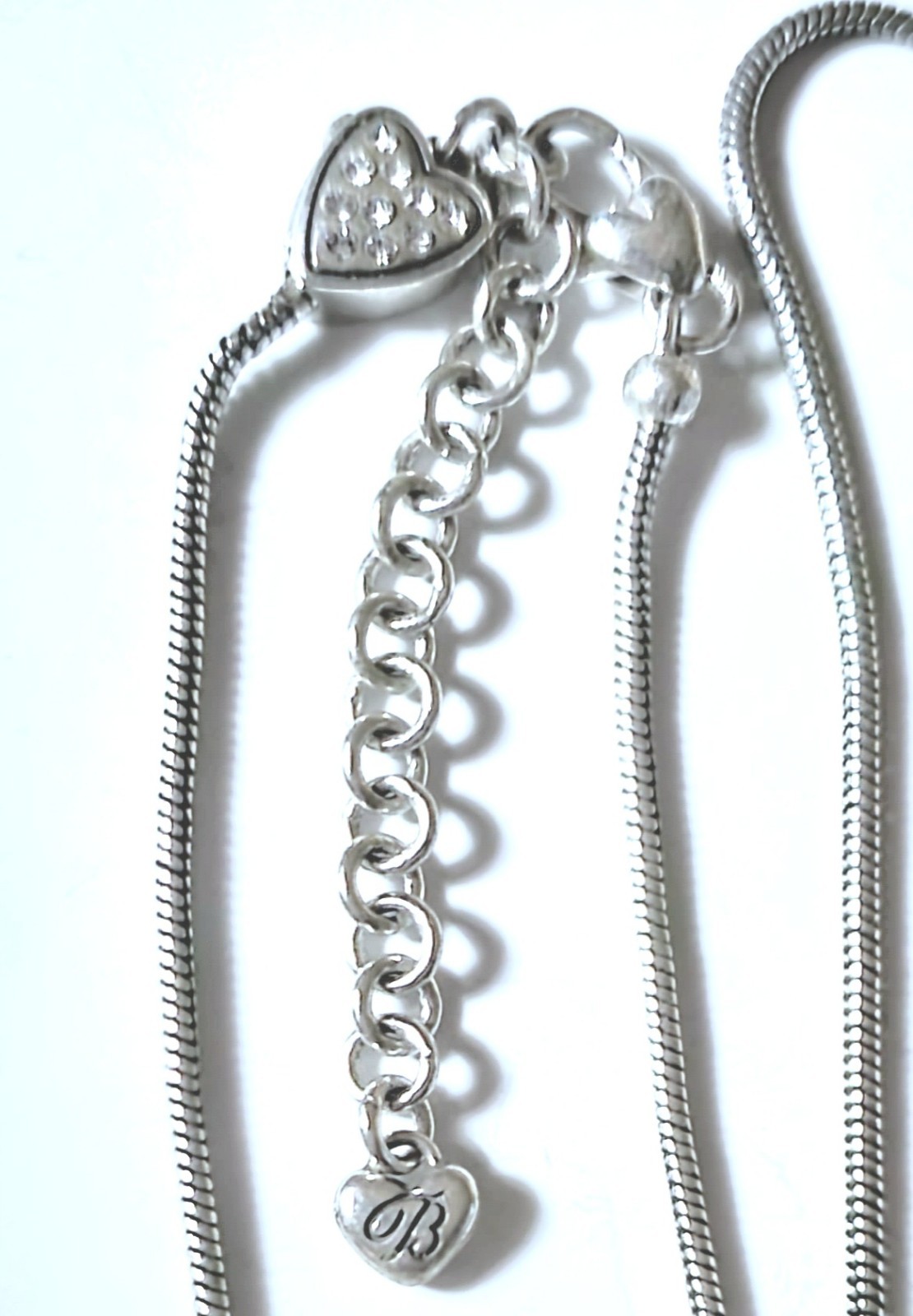 Brighton long adjustable add a charm Snake Necklace w Crystal embellished Heart