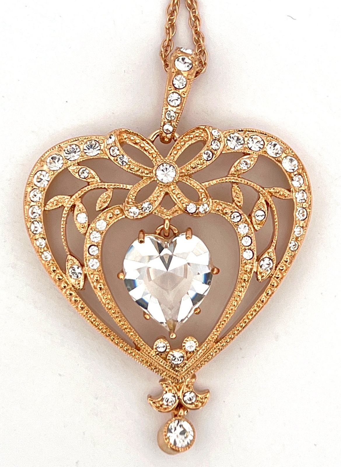 April Birthstone Gold Plated Necklace Set With A Heart Shaped Diamond Crystal