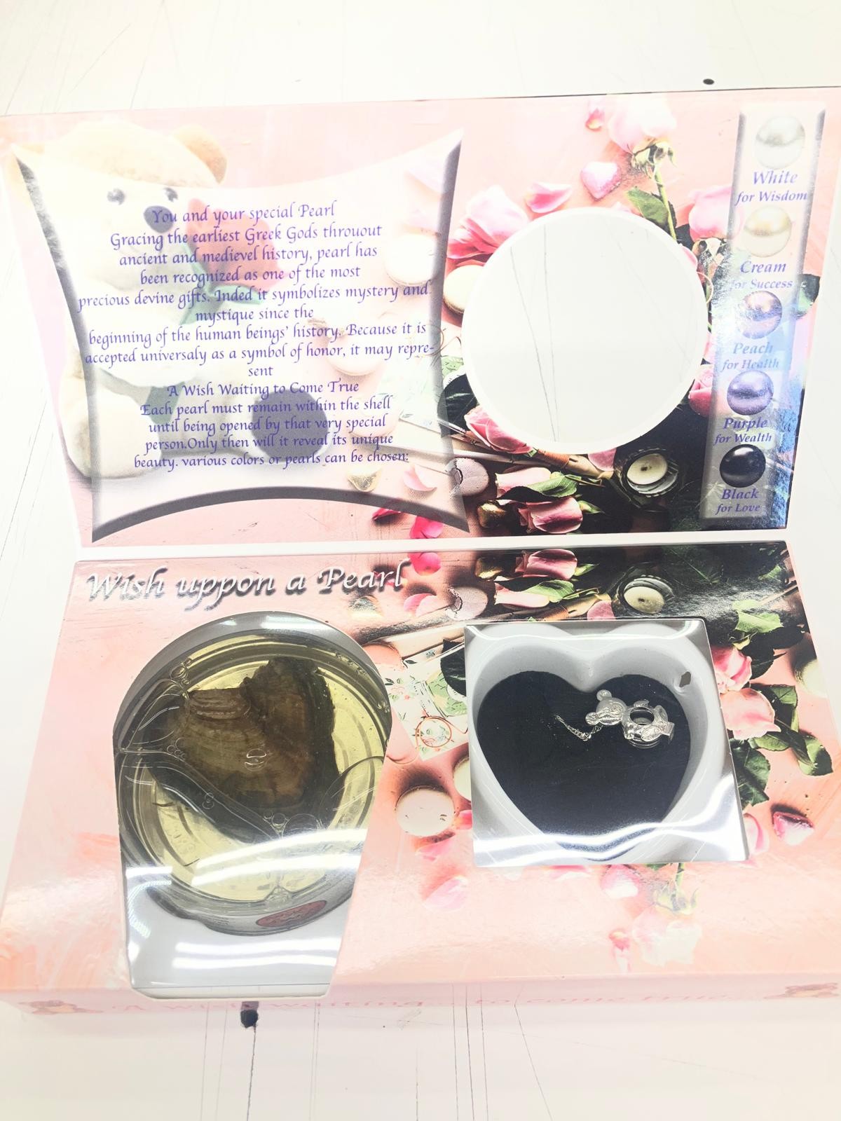 Teddy Bear Pearl Necklace Wish Love Pearl Kit Gift Box 16″
