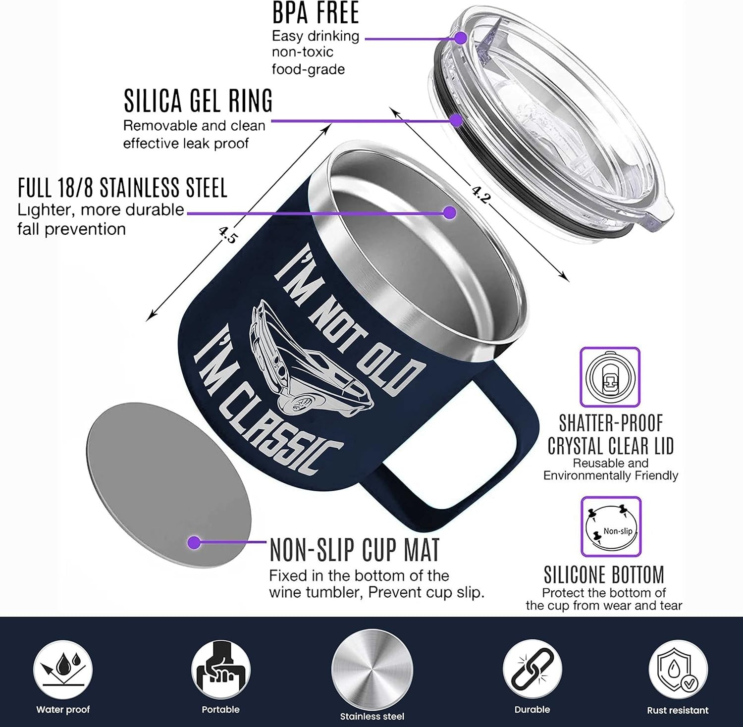 14oz Navy Insulated Mug for Dad – Memorable Gifts for Father’s Day and Christmas