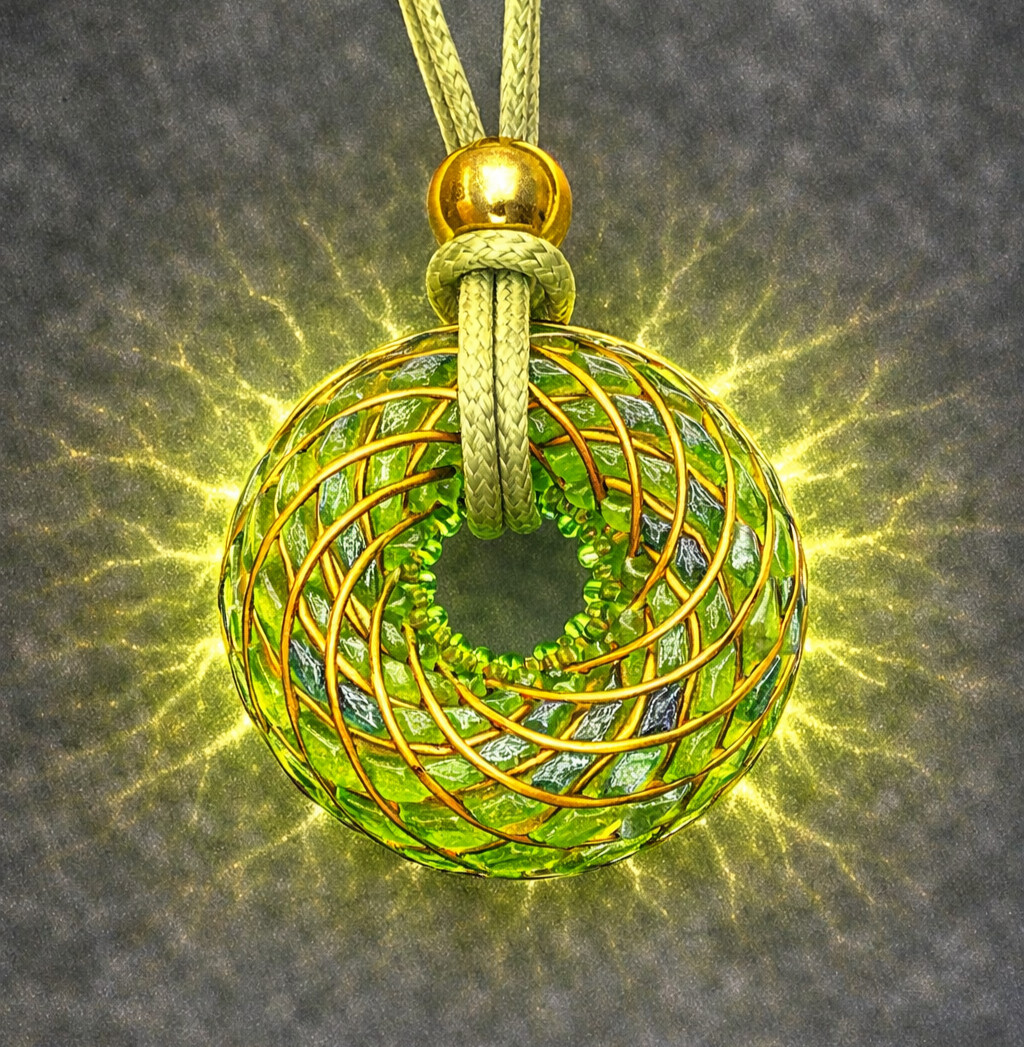 Abundance Torus Pendant Citrine Aventurine Sacred Geometry Necklace