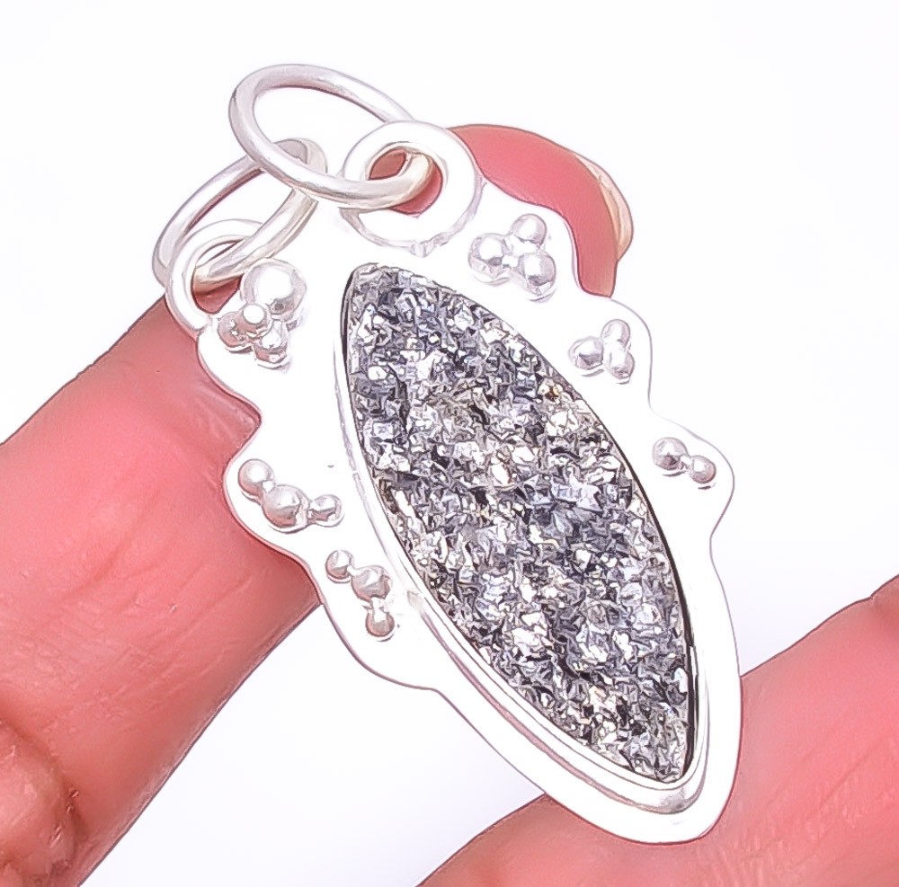 Rough Lvikite – Black Moonstone 925 Sterling Silver Bali Pendant 1.76″ A346