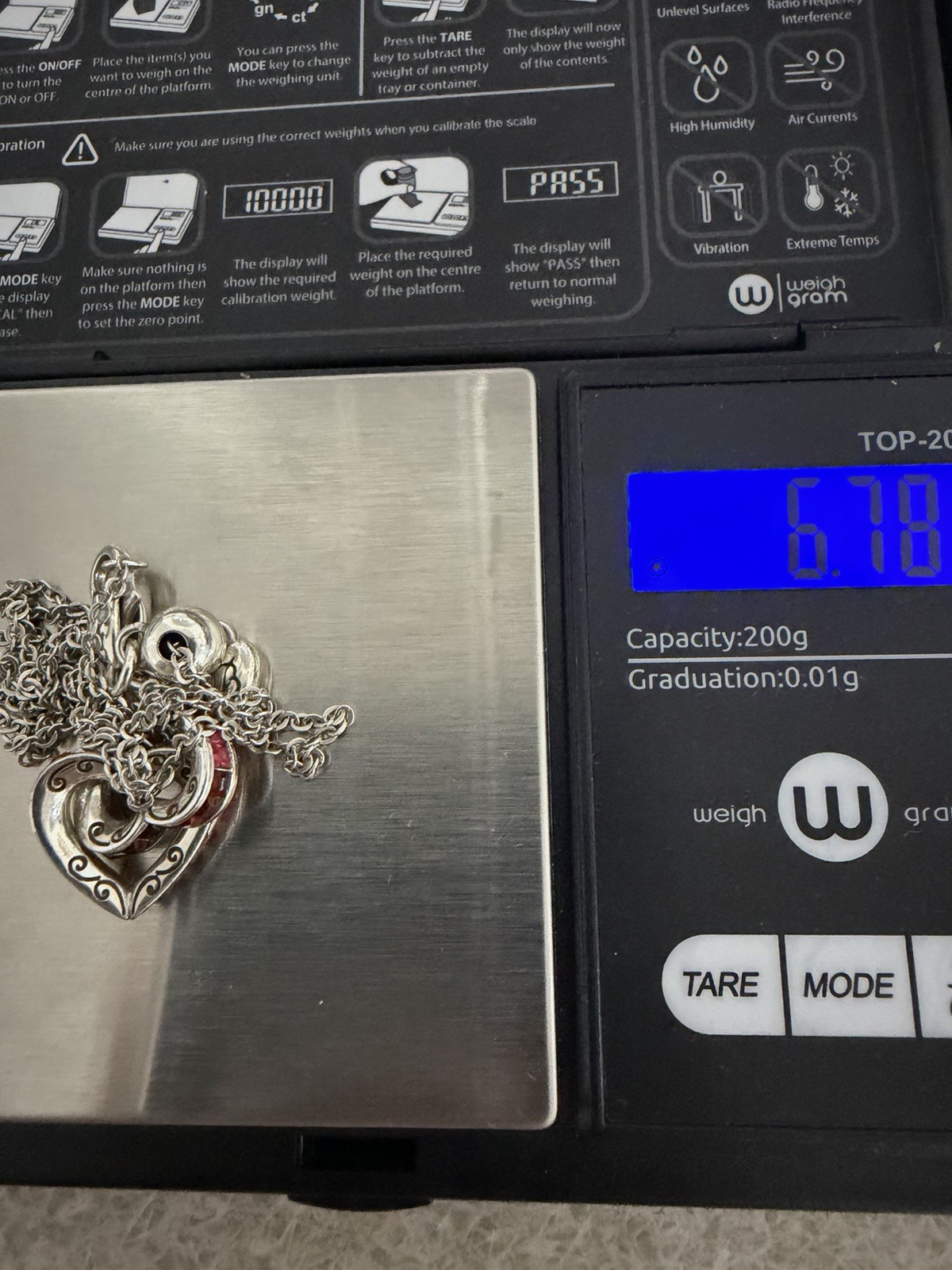 Retired Brighton Silver Plated Interlocking Heart Necklace Red & Clear Crystals