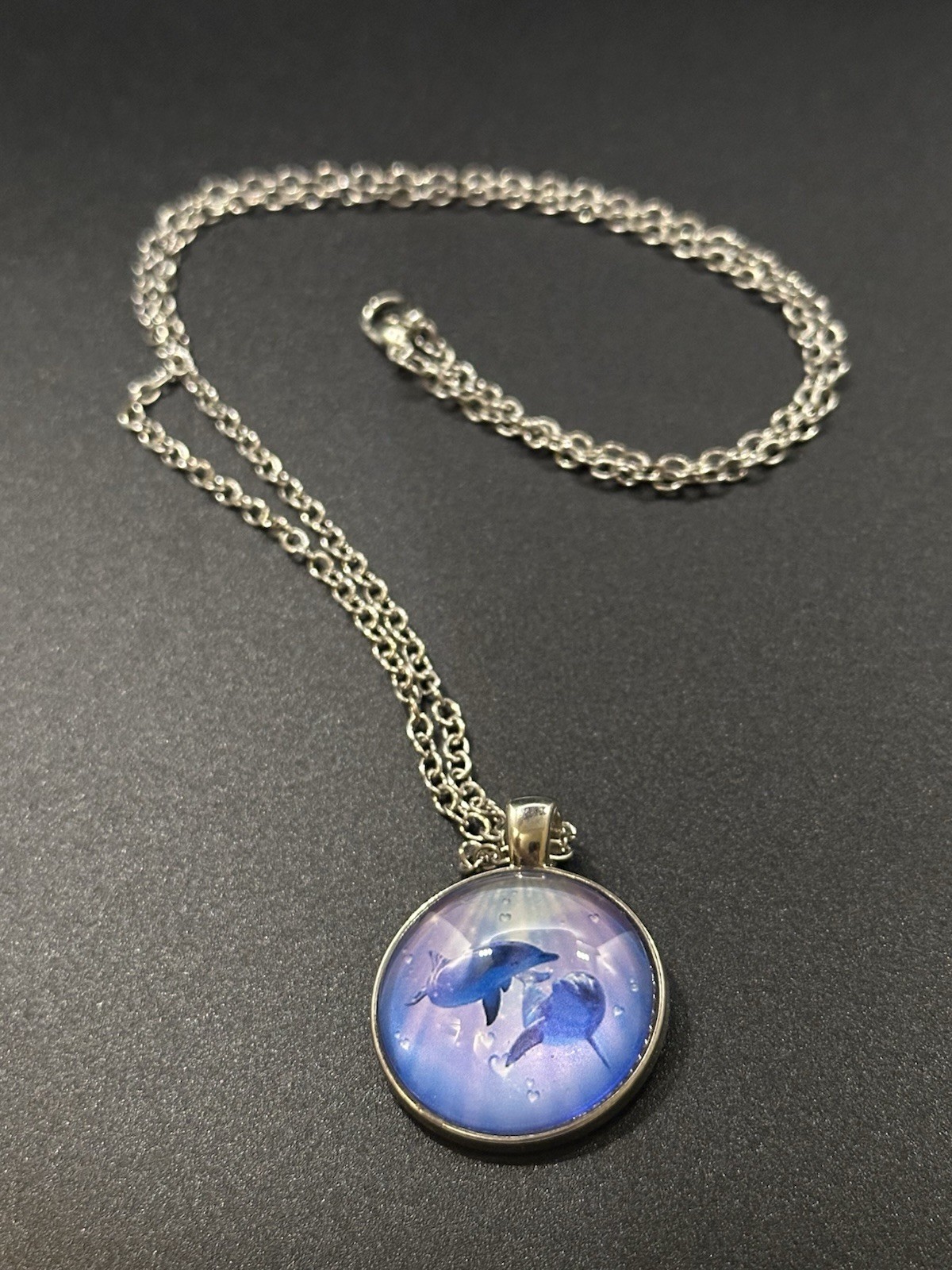 DOLPHINS Purple with Heart Bubbles Large pendant 20″ USA 🇺🇸 FAST SHIPPING 📨