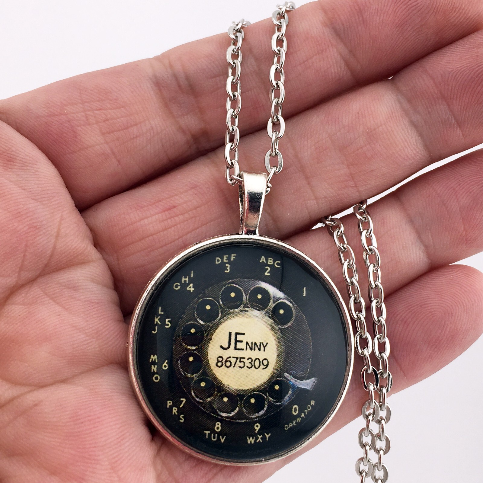 JEnny 867-5309 Telephone Dial Keychain or Necklace GOT YOUR NUMBER Tommy Tutone