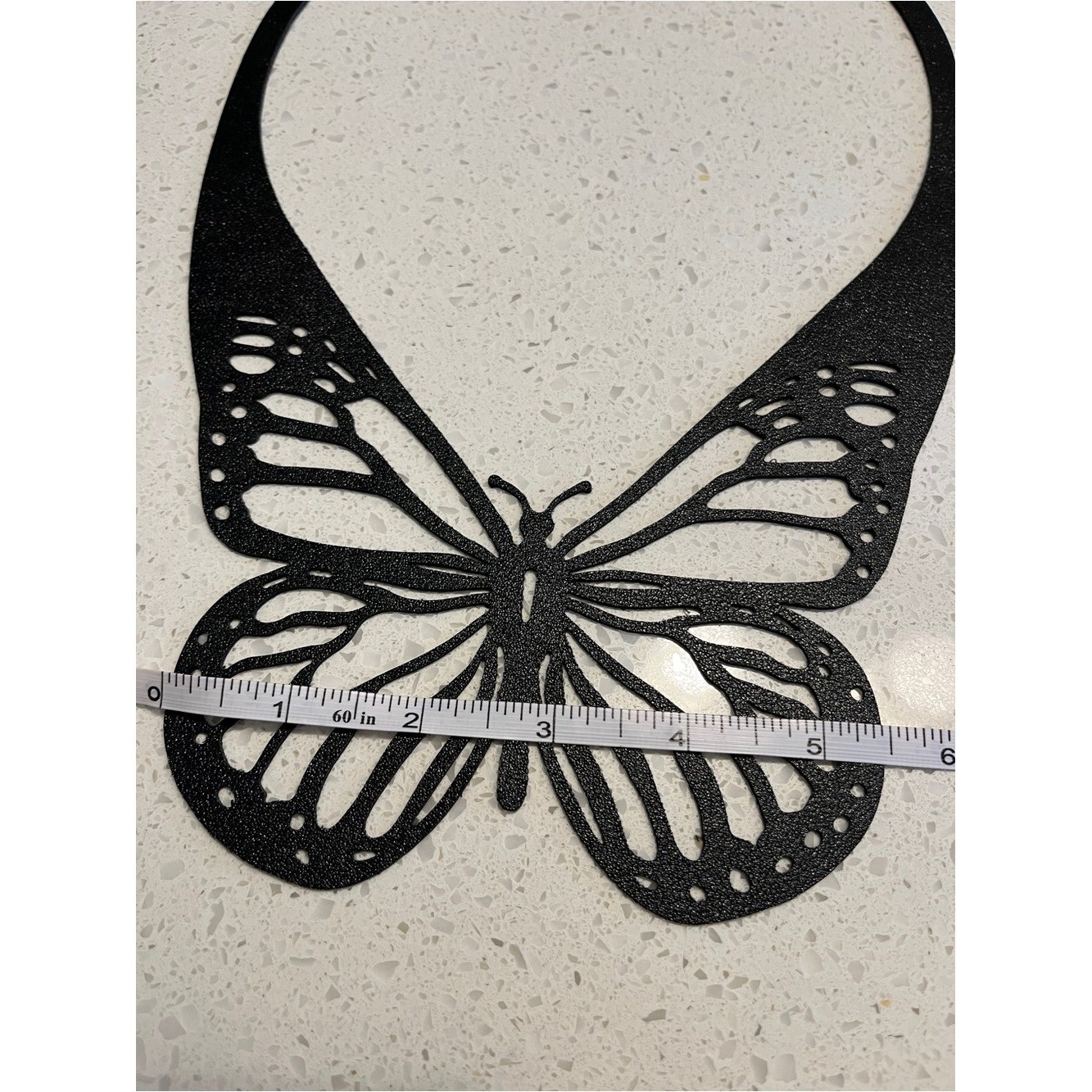 Hollow Carved Butterfly Choker, Black Double-Layer PU Leather Gothic Style