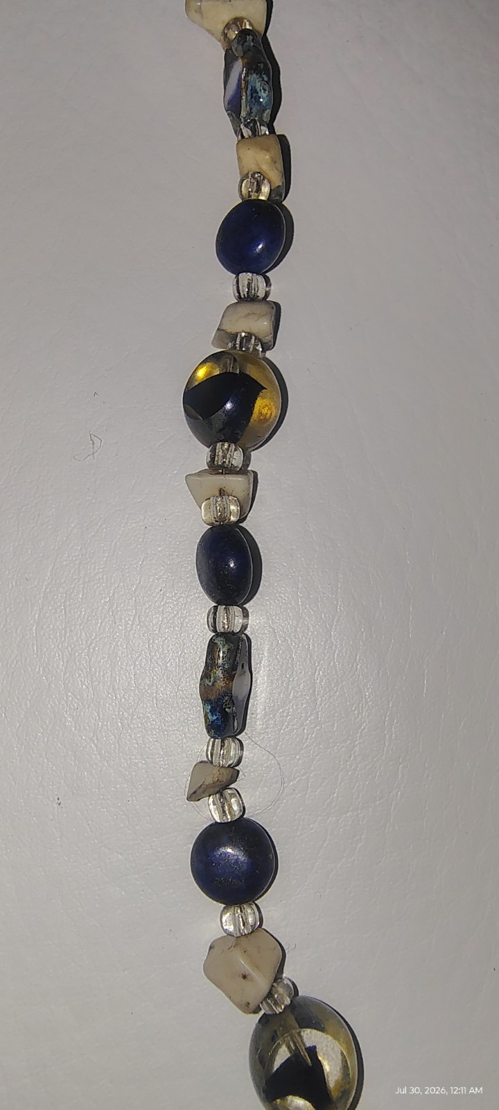 Blue Beaded Ball/Bead Necklace Glass Stone Metal Toggle Clasp Fashion