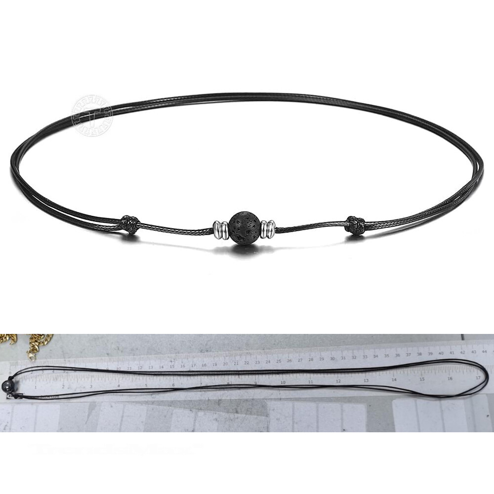 Long Lava Rock Choker Necklace Leather Rope Chain Adjustable Length Unisex 178CM