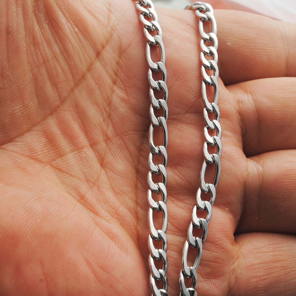 2.8/3.6/4.5/5/6/7mm Silver Stainless Steel Figaro Curb Chain Necklace 16-36”