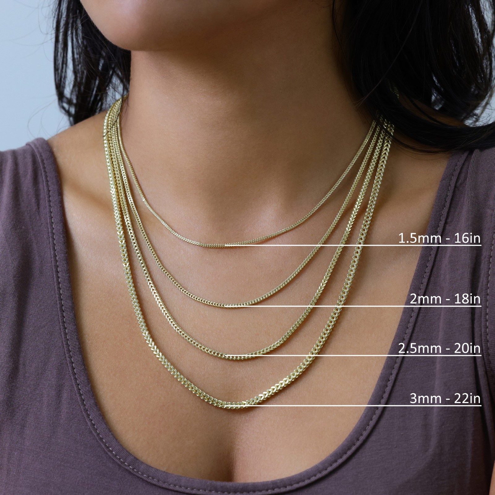 14K Yellow Gold 1.5mm-5mm Franco Square Box Chain Necklace Mens Womens 16″- 30″