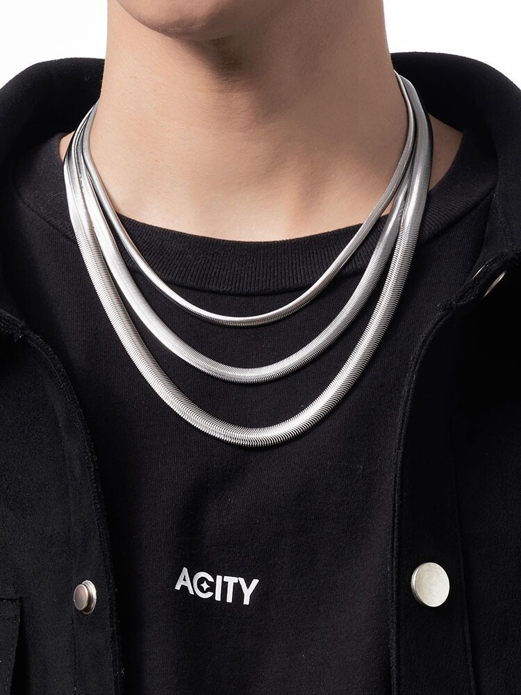 1.6-8mm Real Stainless Steel Silver Flat Snake Chain Necklace Unisex Men 18-36”
