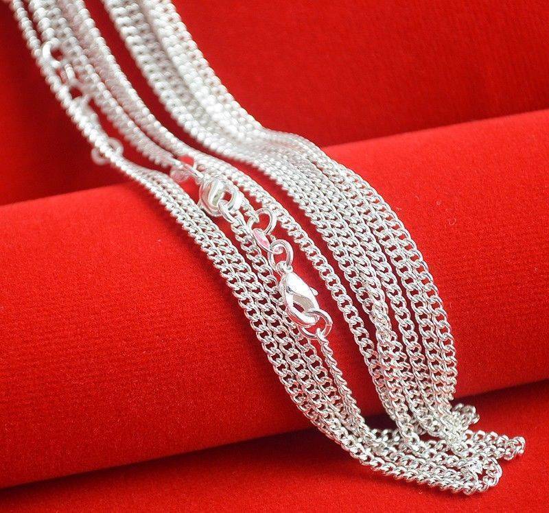 Wholesale 10pcs 925 Sterling Solid Silver Plated 2mm Curb Chain Necklace 16″-30″