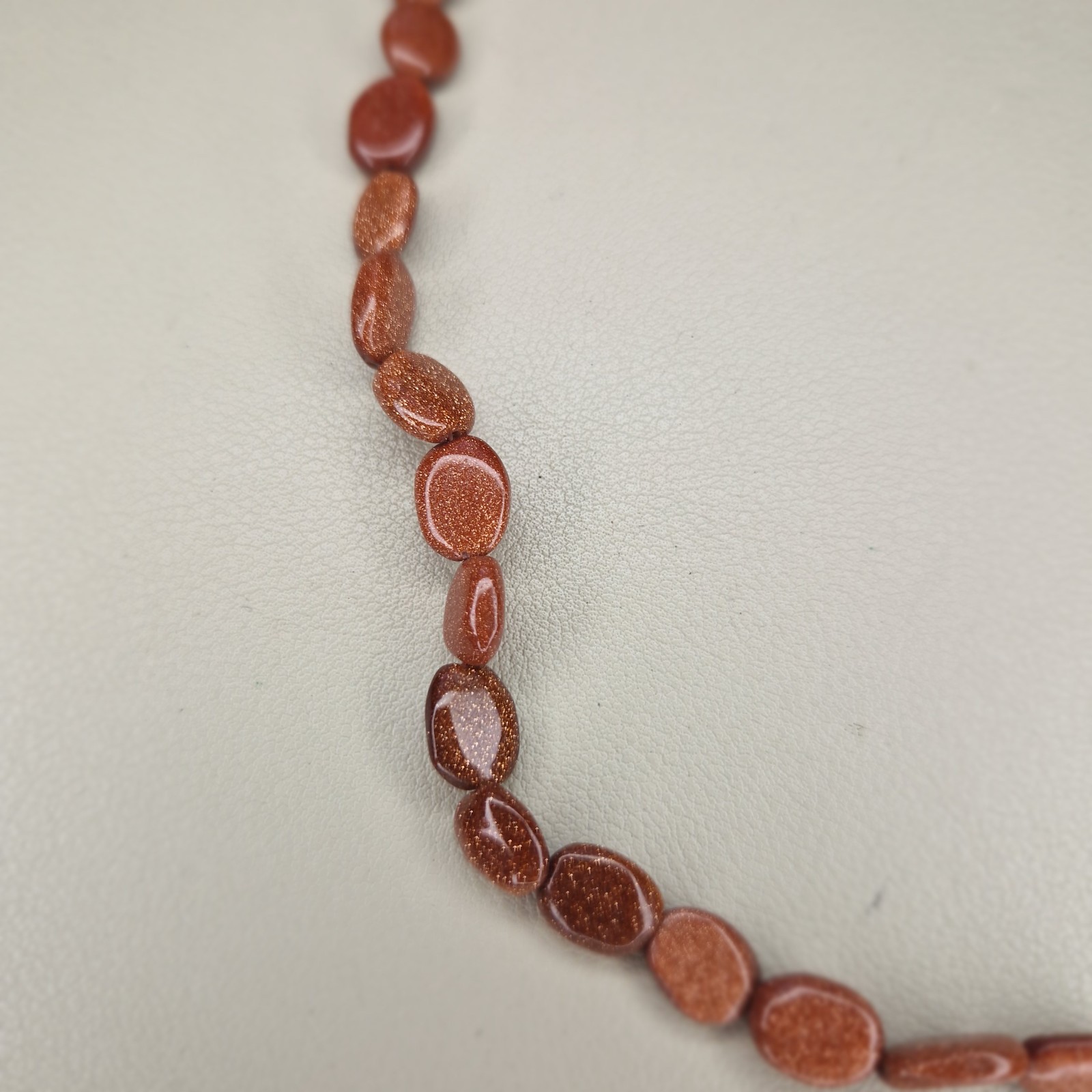 Sandstone Beaded Necklace Oval Beads Vintage Collar Length 46cm Long Orange