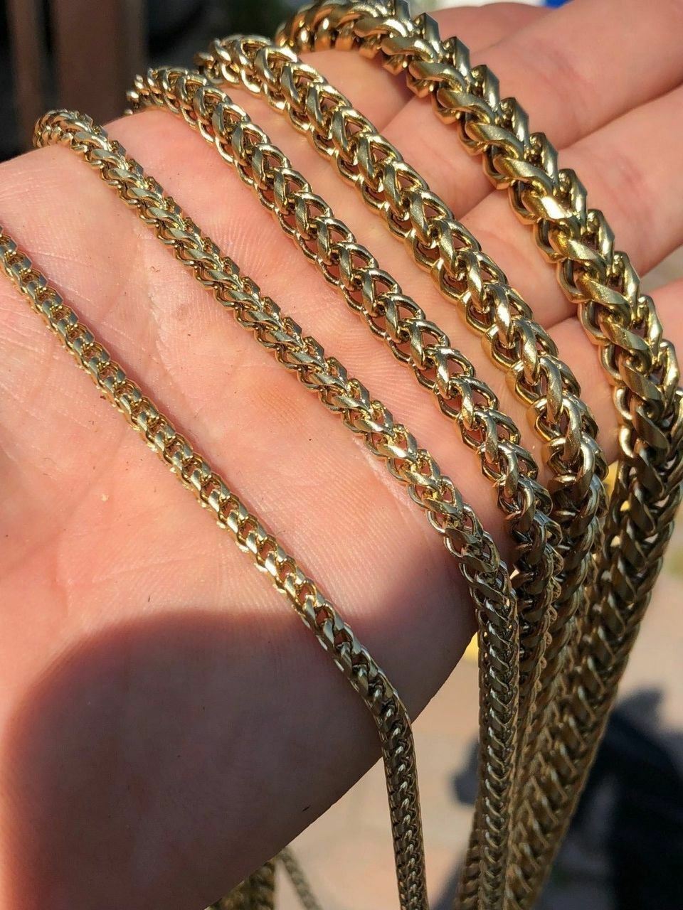 Cadena FRANCO para Hombre Acero Inoxidable Bañado en Oro de 14K LA MEJOR CALIDAD