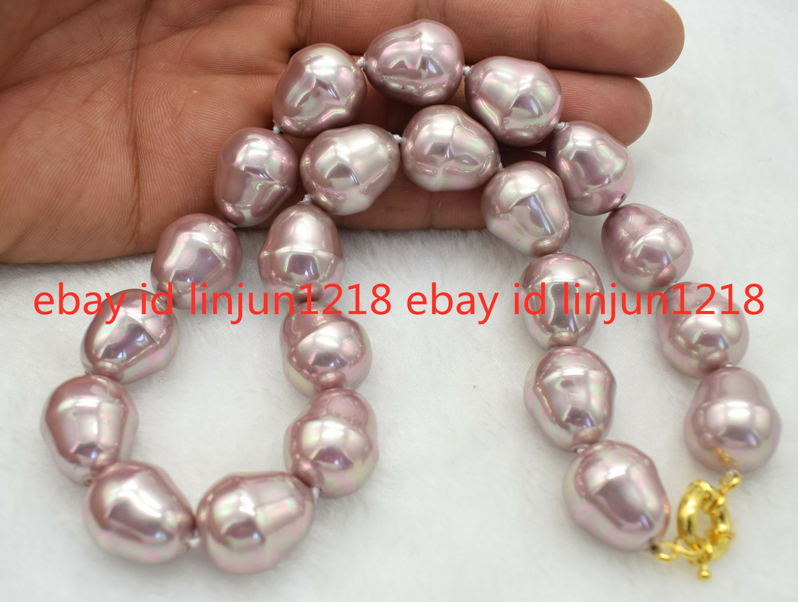 HUGE AAA++ LARGE FASHION 20MM SOUTH SEA PURPLE BAROQUE SHELL PEARL NECKLACE 18″