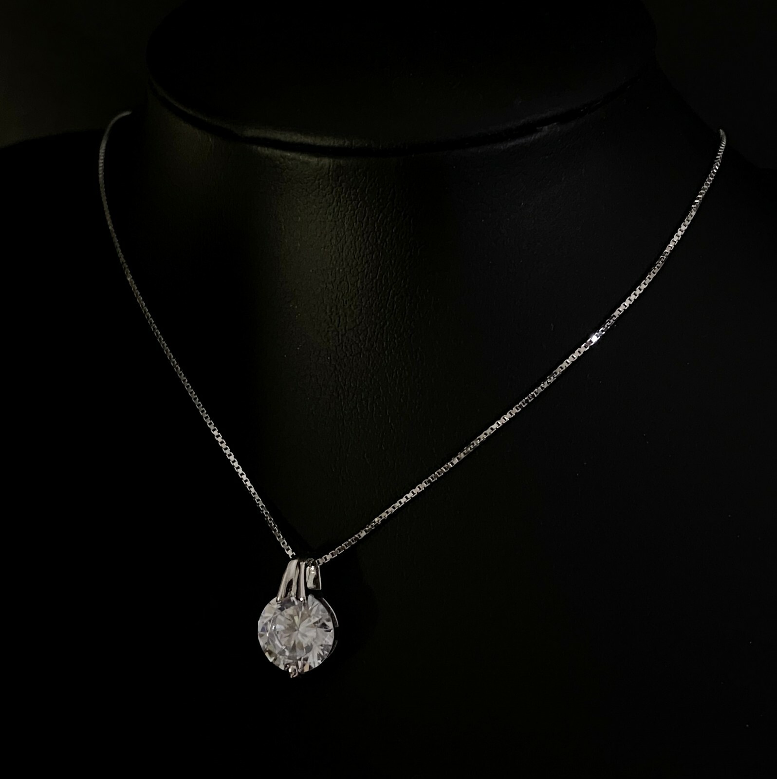 1.3 CTW Simulated Diamond Eternity Solitaire Pendant Sterling Silver Bridal Gift