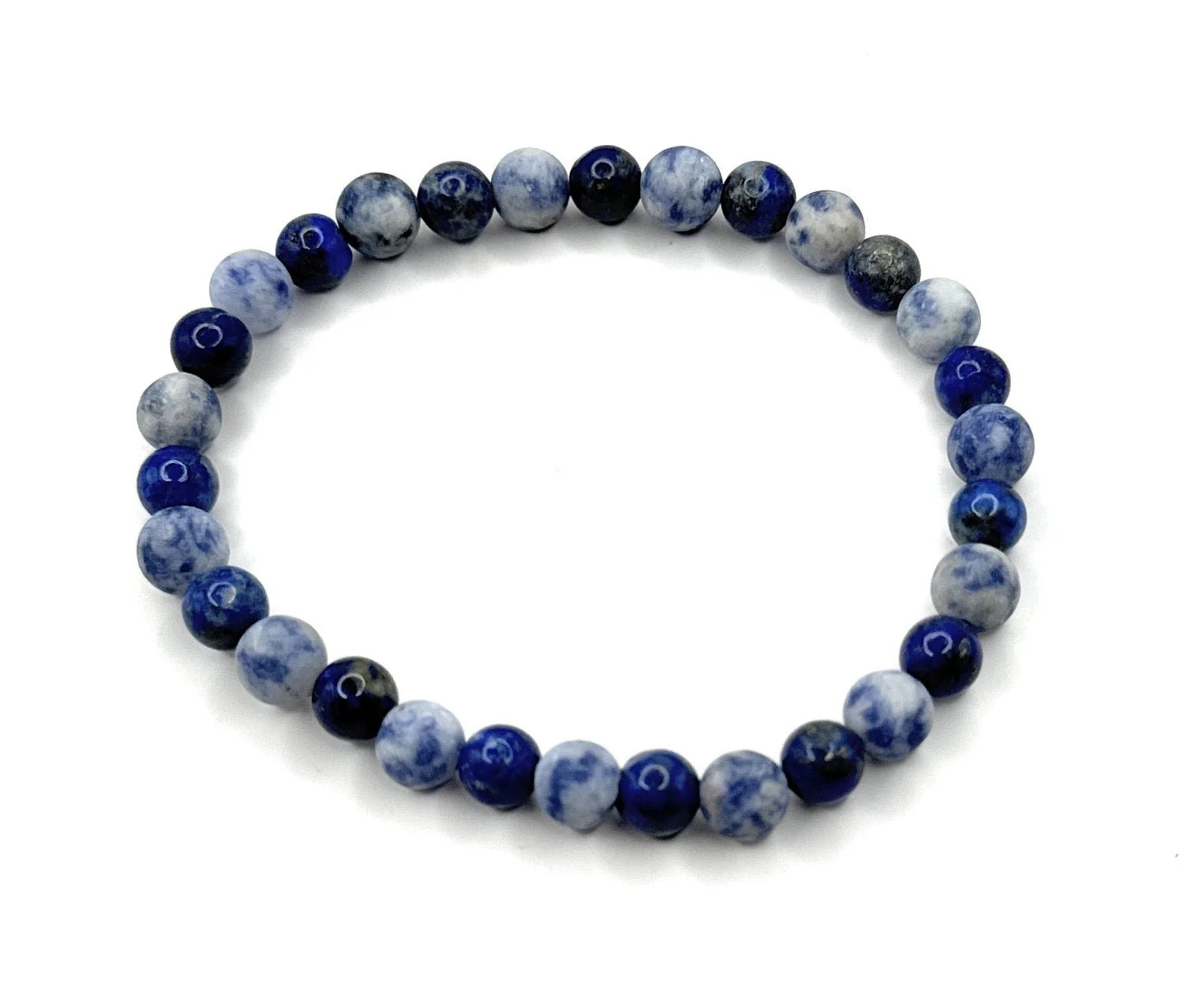 Lapis Lazuli, Matte Brazil Sodalite Beaded Stretch Bracelet – 6 – 7mm | Made to
