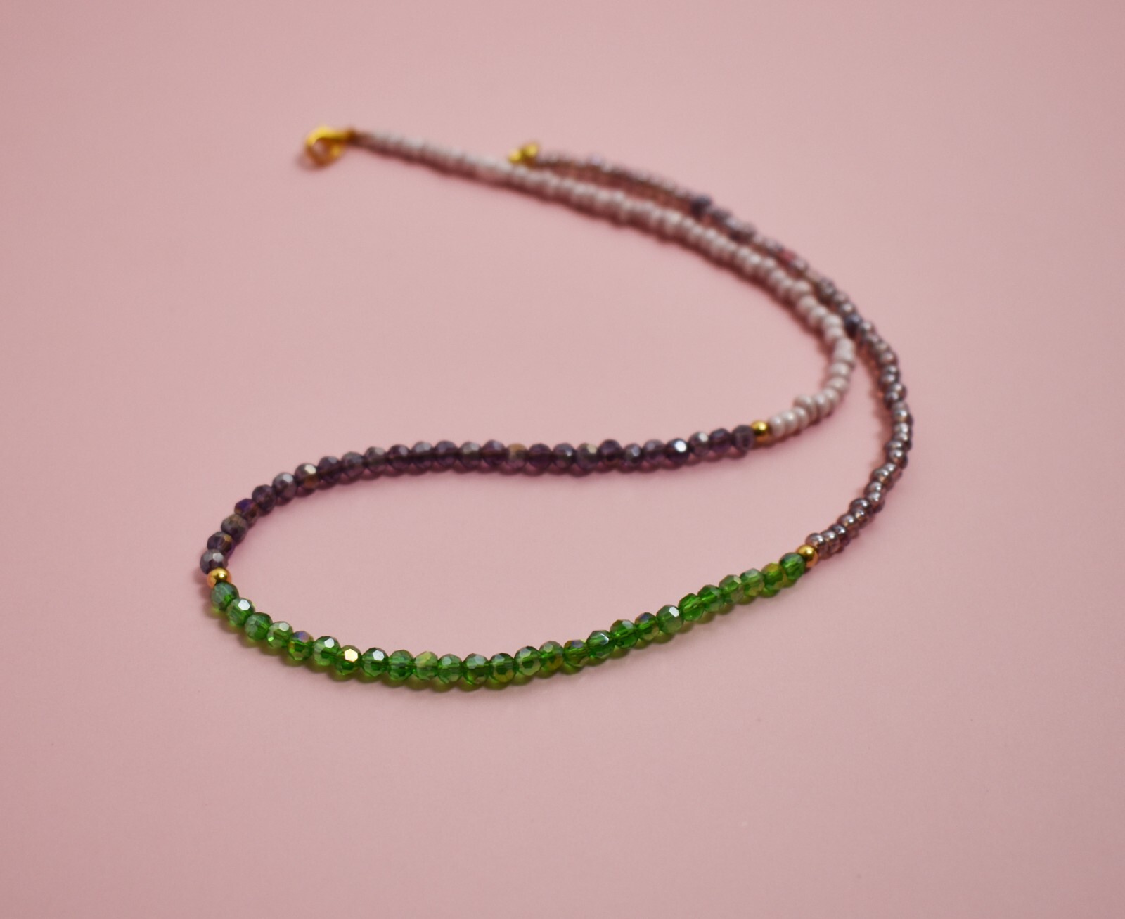 Multi bead necklace handmade, multicolor seed bead choker