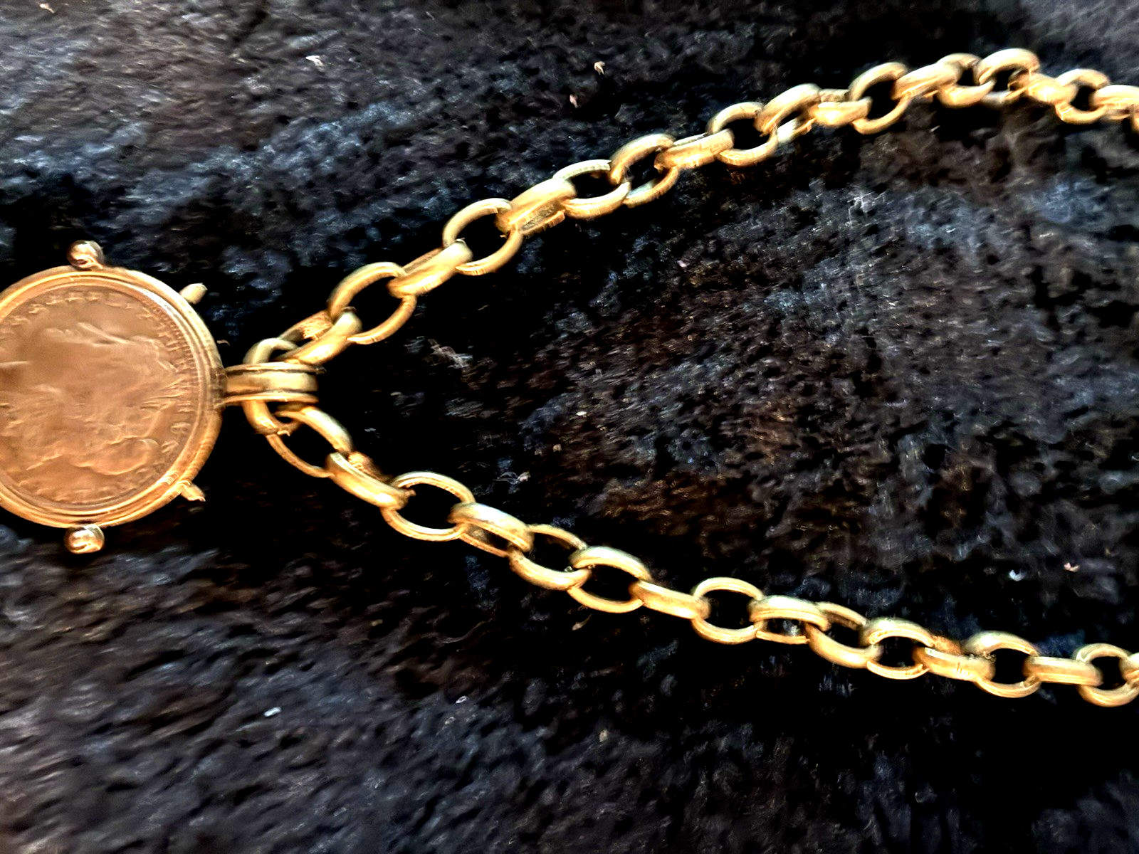Designer VB & CO Large Coin Pendant Matte Gold Necklace￼