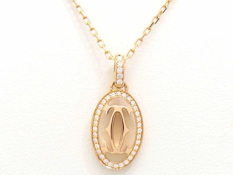 CARTIER B7219300 K18PG Diamond (no CT stamp) Logo Double C de CARTIER Necklace