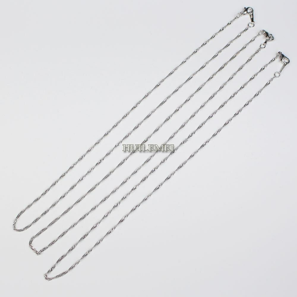 10pcs/lot 2mm White Gold Color Water Wave Chain Necklaces 16″ 18″ 20″ 24″