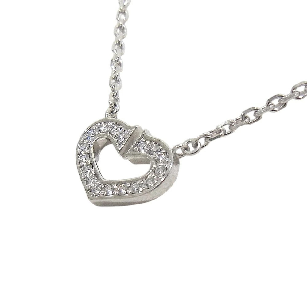 CARTIER C heart necklace 750 K18 WG white gdiamond B7008300 [n A] Authentic