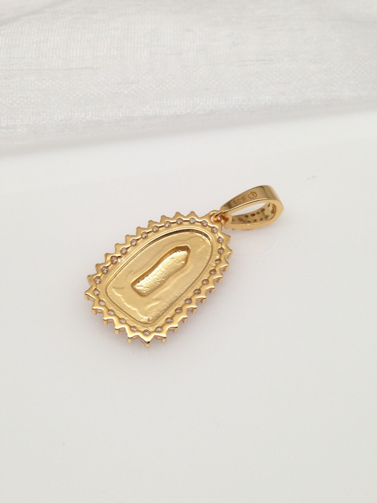 925 Sterling Silver Gold Guadalupe Pendant CZ Women Girls 20mm(0.79″)/32mm1.26″