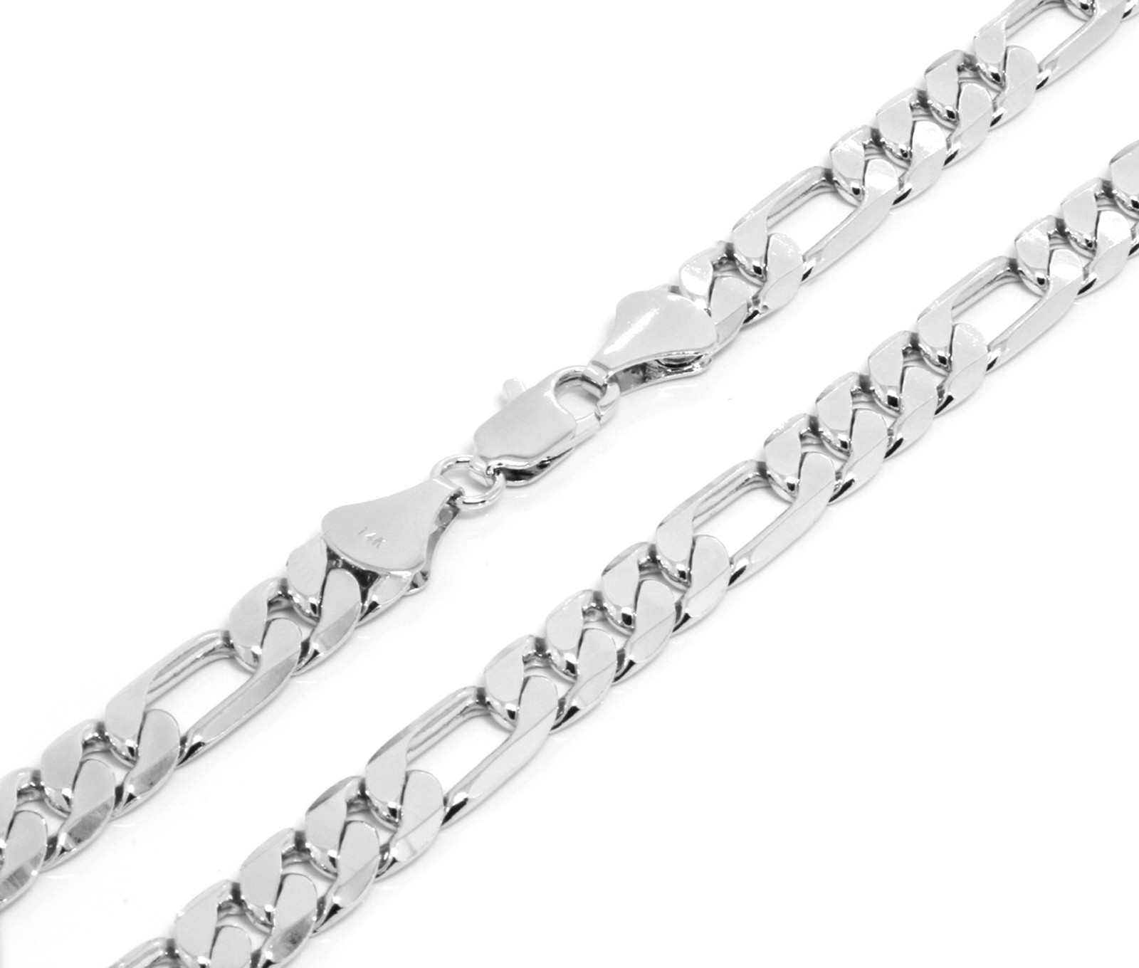 Men Silver Plated 3mm To 12mm Figaro Link Necklace Chain 24 Or 30 Inch
