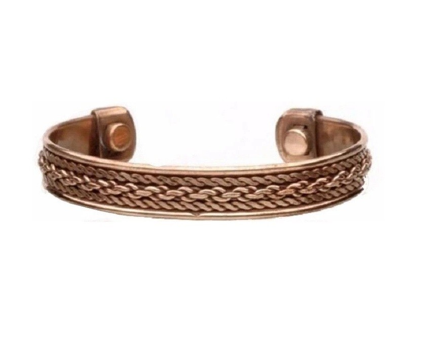 2 Pack Pure Copper Magnetic Bracelet Arthritis Pain Therapy Cuff Twist Chain