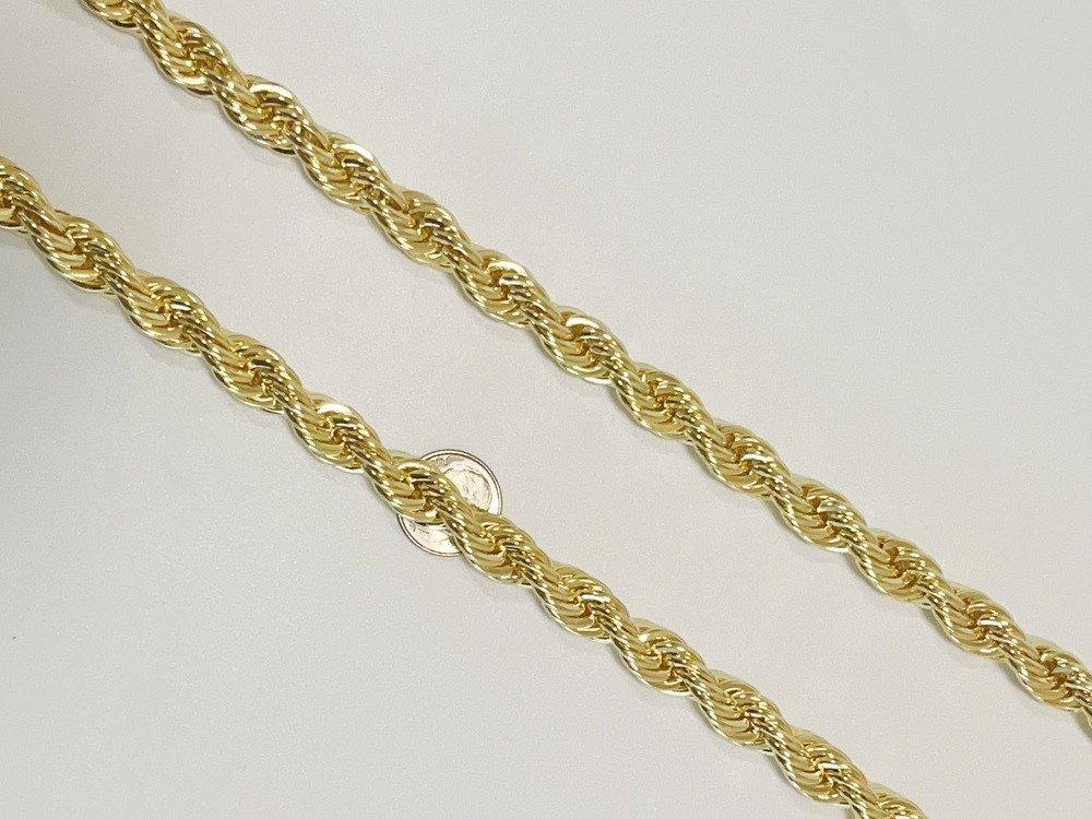 10K Yellow Gold 10mm Laser Diamond Cut Rope Chain Necklace Men Women 22″