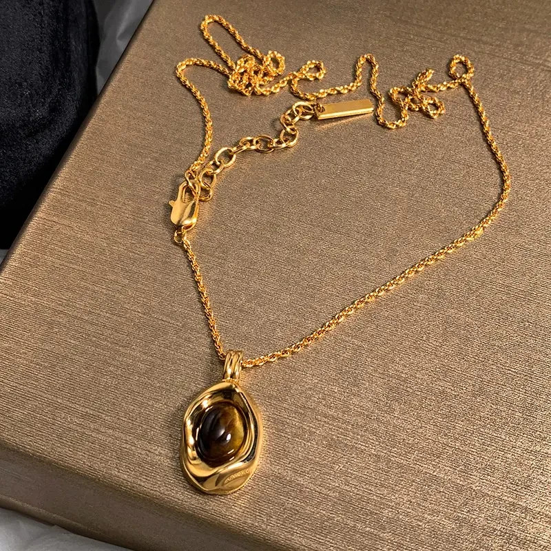 Natural Tiger Eye Pendant Healing Necklace Organic Protective Stone Amulet Gift
