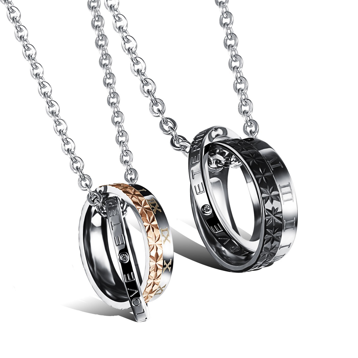 n456 Couple Stainless Steel Pendant Necklace Fashion Bling for Boy girls Lover
