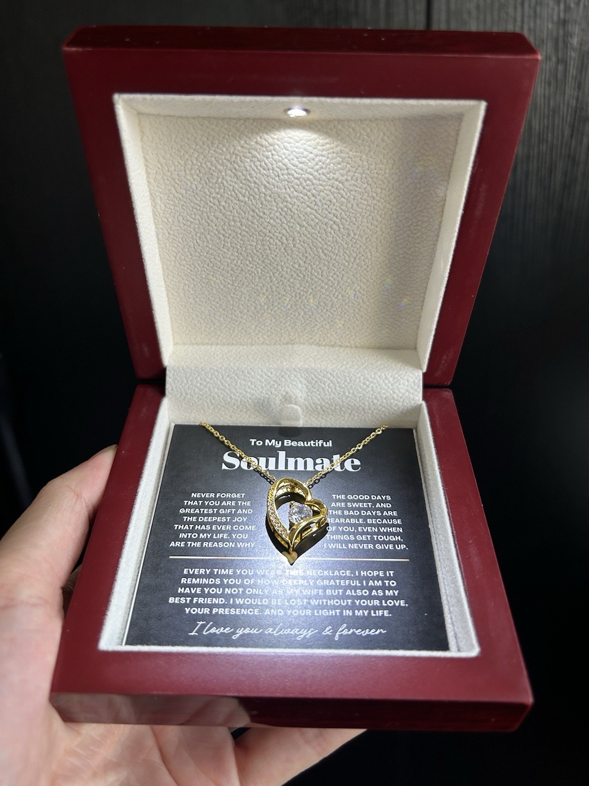 To My Soulmate Heart Necklace Anniversary valentines meaningful Gift