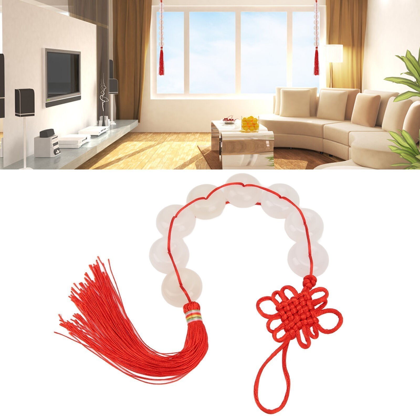 White Jade Pendant Pure Colour Eight White Jade Chinese Knot Feng Shui Pendant