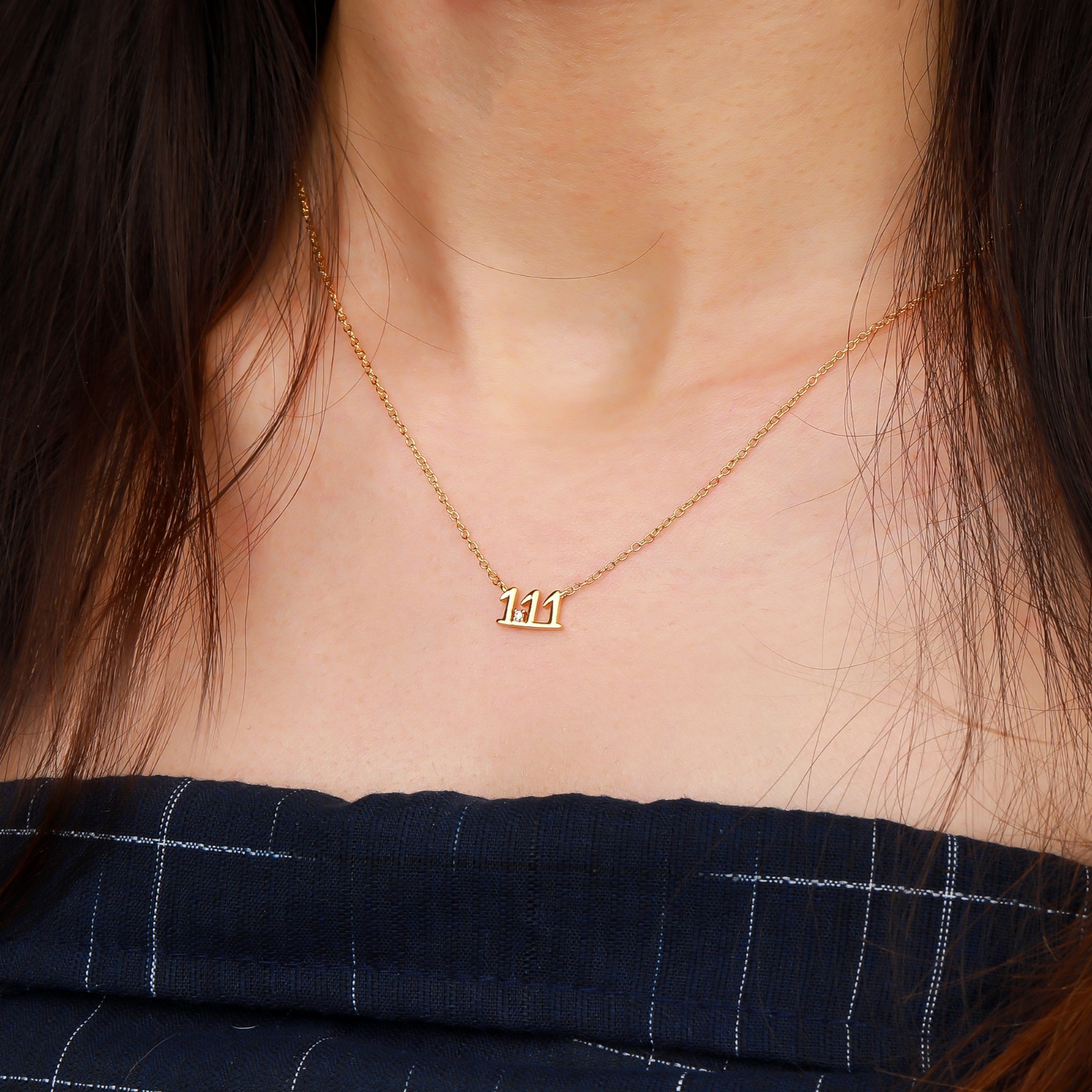Gold Zircon Necklaces Number Design Collarbone Necklace Clavicle Chain