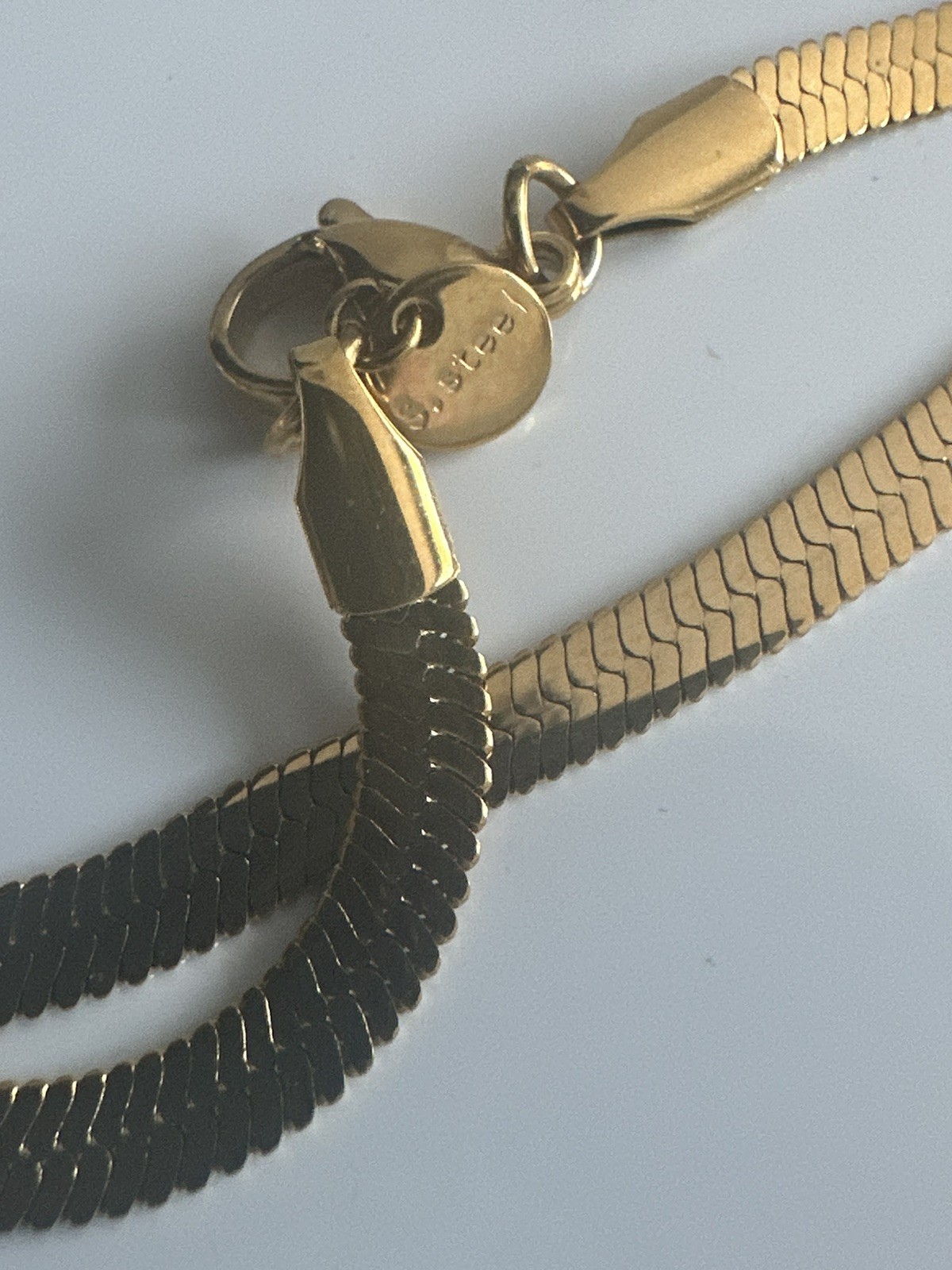 S. steel Beautiful Gold Tone Herringbone Chain Necklace Jewelry
