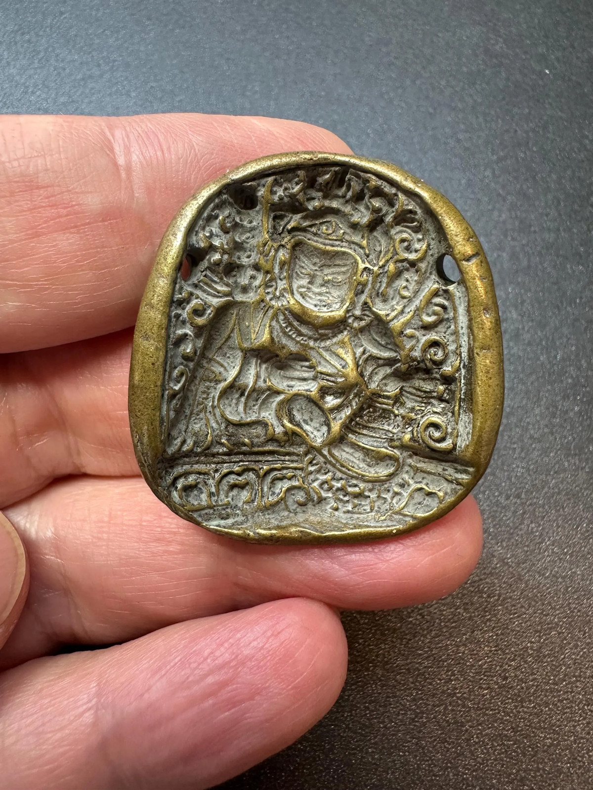 Nepal Tibet Buddhist Brass Guru Padmasambhava Mold Talisman Pendant | Vintage R