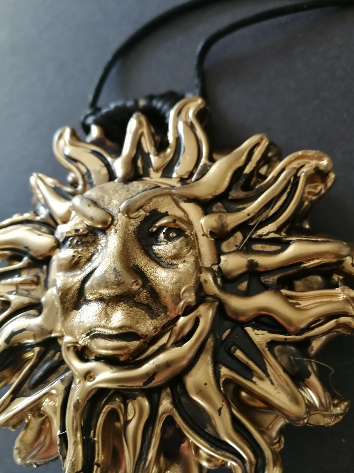 sun pendant black gold talisman amulet necklace wicca pagan collectibles jewelry